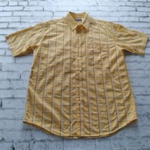 Austin Clothing Company Mens Button Down Shirt Large Yellow Plaid Short Sleeve - £15.71 GBP