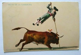 Bull &amp; Matador Postcard Vintage Series 5379 Salto De La Garrocha 1909 Bullfight - £10.21 GBP