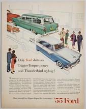1955 Print Ad Ford Victoria 2-Door & Country Squire Station Wagon on Truck - $19.78