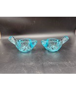 2 Crate&amp;Barrel  Glass Bird Candle Holder New With Box Turquoise - €14,71 EUR