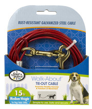 Four Paws Pet Select Walk-About Tie-Out Cable: Medium Weight for Dogs Up to 50 l - £18.60 GBP+