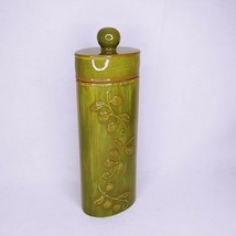 Canister with Gasket Lid Green Grapes Raised Design Vintage Ceramic Decor 14.5&quot; - £28.49 GBP