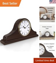 Elegant Battery-Operated Wooden Clock - Vintage Style Mantel Décor 15x7.5 - $1,961.42 MXN