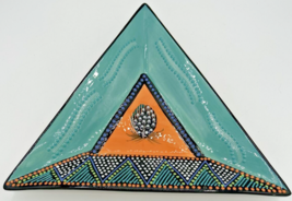 Vintage Triangle Shaped Patterned Ceramic Plate Dish 13.5&quot; SKU U220 - £235.92 GBP