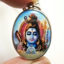 Lord Shiva Mahadev Om pendant bless 1980s necklace Mahadeva great God Tr... - £25.35 GBP