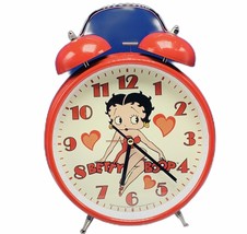 Betty Boop alarm table clock red king feature vtg Working 11&quot; Large Big ... - £58.66 GBP