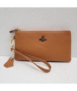 New Brown Leather Zip Wristlet Wallet Bumble Bee on Front - $310.56 MXN