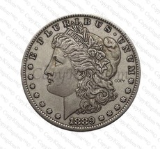 1889 CC Morgan Silver Dollar Black Key Date COPY coin - £11.94 GBP