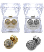 Iced Magnetic Stud Round Hip Hop Fashion Earring Lucite Box Included XE1247 - £14.15 GBP