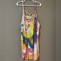 Bibi Spring Tie Dye Strappy Tank NWT Yellow, Orange, Blue, Pink, Beige Small - £22.38 GBP