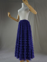 Purple Dotted Tiered Tulle Maxi Skirt Women Plus Size Long Tulle Skirt image 7