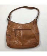 Spikes &amp; Sparrow Brown Textured Leather Medium Shoulder Strap Zip Bag Pu... - $29.69