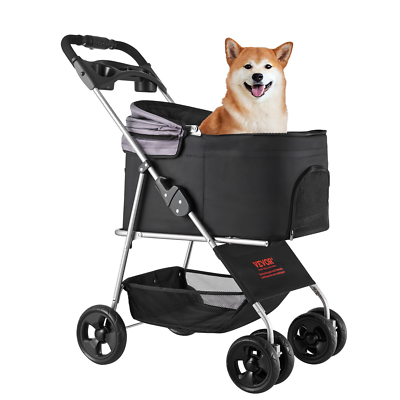 Pet Stroller Foldable 4 Wheels Dog Stroller Detachable Carrier up to 35lbs - $79.99