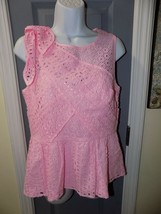 Lilly Pulitzer Diara Top Pink Oval Eyelet Peplum Size 6 Women&#39;s NEW - £54.57 GBP