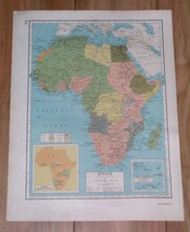 1944 Original Wwii Political Map Of Africa / Colonies / Verso Siberia Russia - £15.05 GBP