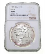1989 China S10Y Silver Panda Graded by NGC as MS-69 - $233.79 CAD