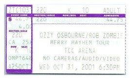 Ozzy Osbourne Rob Zombie Ticket Stumpf Oktober 31 2001 Tucson Arizona - £34.14 GBP