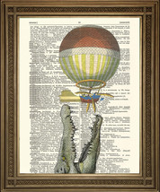 Coccodrillo Attacchi Steampunk Balloon: Vintage Dirigibile Dizionario Stampa - £5.32 GBP