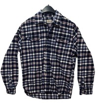 JACHS Men&#39;s Large Tall Shirt Long Sleeve Flannel 100% Cotton Blue Cream ... - £9.04 GBP