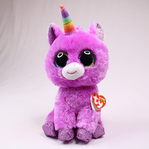 Ty Beanie Boos Rosette The Purple Unicorn Big Rainbow Sparkle Eyes Stuffed Toy - $8.79