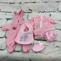Baby Doll Outfit Lot Pink Teddy Bear Sleeper and accessories - $11.88
