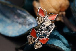 Navia Jewelry Butterfly Wings Diaethria clymena Silver Ring NR-6C-10 - £90.57 GBP