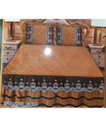  Istanbul Gold   Luxury Velvet Bedspread Coverlet with Ruffle Vintage Ro... - $101.25+