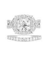 3 Carat Round Lab Grown Diamond Halo Ring with Band in 14K White Gold VV... - £1,761.53 GBP