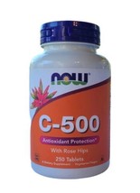 NOW Foods Vitamin C-500 w/ Rose Hips, 250 Vegan Tablets Exp 02/2026 Fresh - $14.84