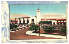 Greetings from California Union Station Completed $1K K Linen Postcard - £11.62 GBP