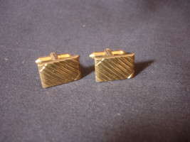 Old Vtg Decorative Gold Tone Rectangle Cufflinks Jewelry - $19.95