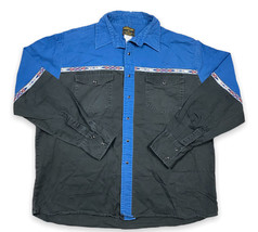 Rustler By Wrangler Western Cowboy Color Block Denim Long Sleeve Shirt Mens XL - £19.77 GBP