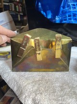 Vintage Solid Brass Letter Envelope  With 3 Brass Clothespins Yes Maybe No - $58.00