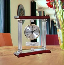 Engrave Pivoting Glass Engrave Clock Silver Engraving Personalize Retirement Her - $161.99