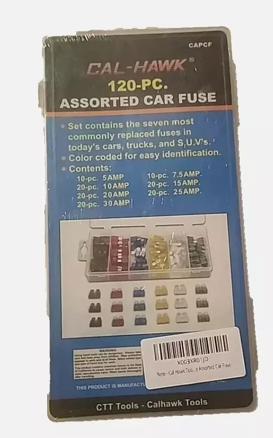 120 PCS CAL-HAWK Regular Size Blade ATO Auto Car Fuse Assortment Kit - O... - $8.59