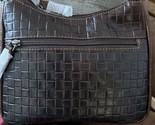 JACK GEORGES Hand -Stained Buffalo Leather With Woven Emboss Crossbody Bag - £68.45 GBP