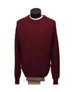 Vtg Lands&#39; Knit Red Heavy Knit Pullover Sweater Red Cotton Made USA Mens... - £37.35 GBP
