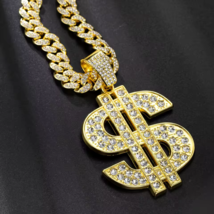 Dollar Pendant Necklace Hip Hop Chain Gold Color Money Sign Jewelry 13mm... - $178.70 MXN