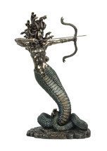 Bronze Finished Greek Gorgon Medusa with Snake Bow and Arrows Tabletop S... - $118.79