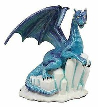 Ebros Blue Snow Wraith Winter Dragon On Giant Ice Crystal Rocks Figurine 4.25&quot;H - £15.27 GBP