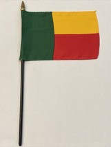 New Benin Mini Desk Flag - Black Wood Stick Gold Top 4” X 6” - $5.00