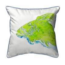 Betsy Drake Green Fish Large Indoor Outdoor Pillow 18x18 - £37.50 GBP