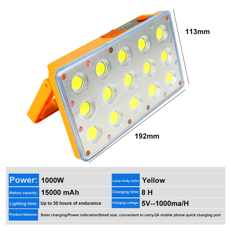 500000LM Solar Flood Light Outdoor Portable LED Reflector Spotlight Rechargeable - £217.36 GBP