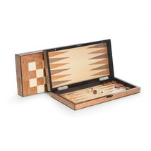 Bey Berk Lacquer Finished Brown Wood Backgammon &amp; Chess Set - £139.84 GBP