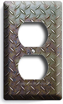 An item in the Home & Garden category: INDUSTRIAL DIAMOND METAL RUSTIC DUPLEX OUTLET WALL PLATE MAN CAVE GARAGE DECOR