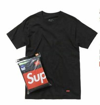 Supreme Hanes Tee New Tagless 3 Pack Black Size Small 100% Authentic! - £59.77 GBP