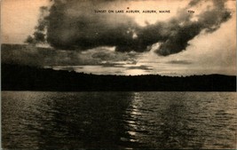 Sunset on Lake Auburn auburn Maine UNP American Art Postcard C3 - £2.35 GBP