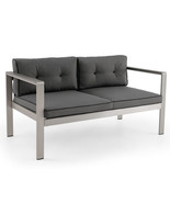 Contemporary 2-Person Sofa Chair with WPC Armrests for Balcony Backyard ... - $311.99