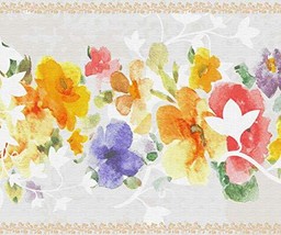 Dundee Deco DDAZBD9016 Peel and Stick Wallpaper Border - Floral Yellow, Orange,  - £17.39 GBP