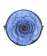 Round Faux Ostrich Leather Flower Purse Blue - $24.99